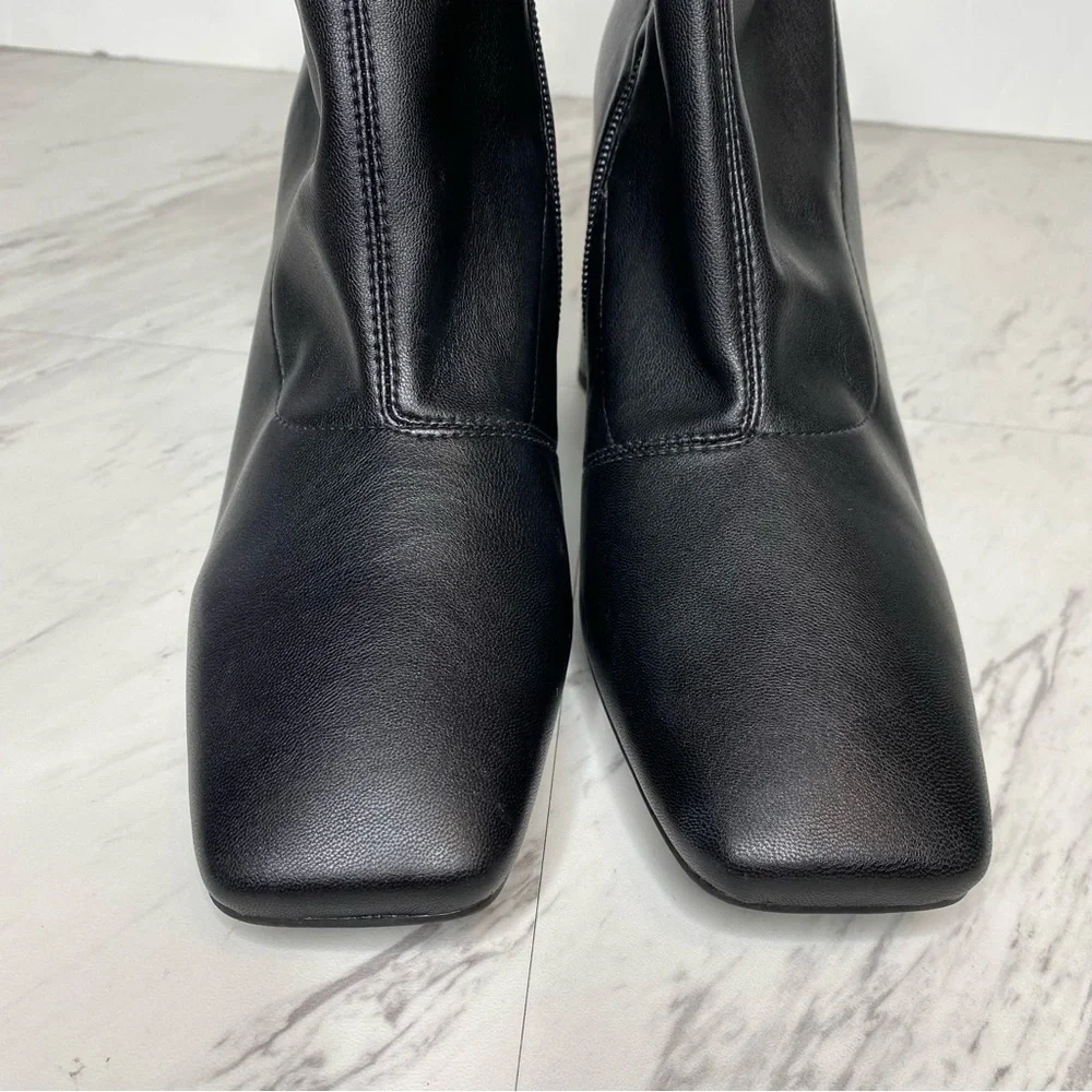 New! Franco Sarto Harmond Black Faux Leather Bootie 8 1/2 W